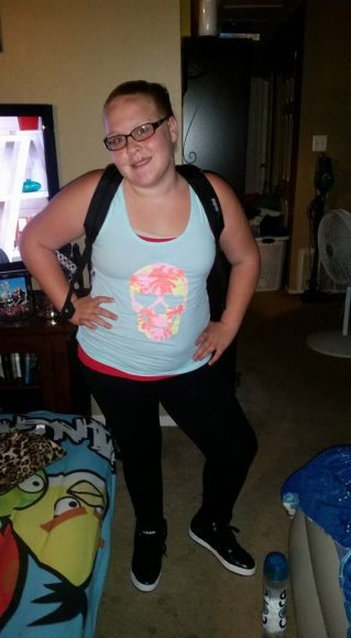 Giselle heading to her first day of Eighth Grade at Maple Point Middle School. Credit: Noelle Banner
