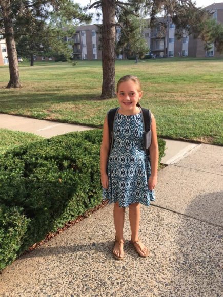Delaine's first day of fifth grade at Manor Elementary School. Credit: Crystal Soltys
