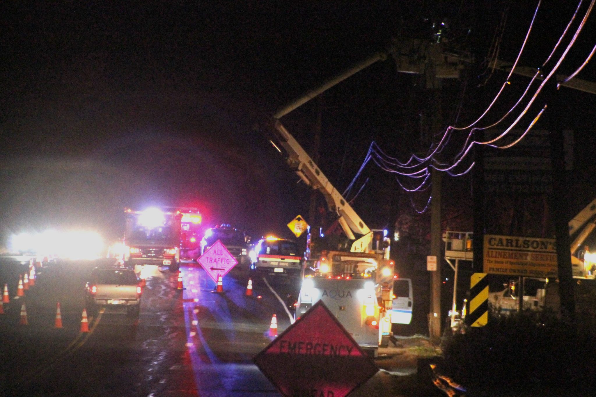 Utility Crews Repair Lines After Crash