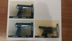 The brother's pellet guns on the left and the customer's Glock .45 on the right. Credit: Tom Sofield/LevittownNow.com