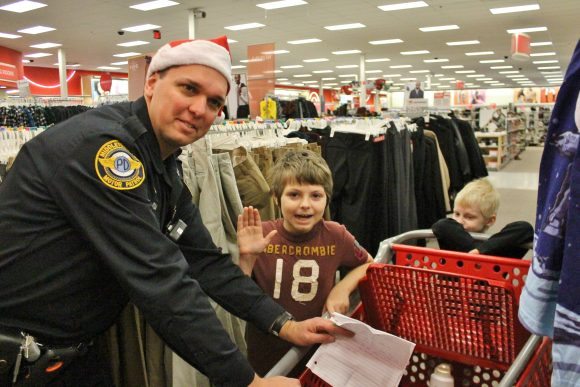 Officer Stumm with Cain and Wesley Gunn. Credit: Tom Sofield/LevittownNow.com