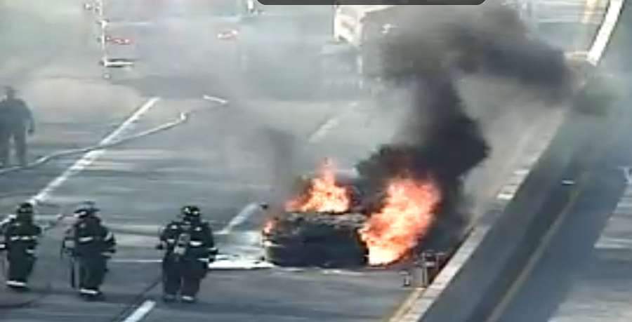 Car Burns On Northbound Route 1