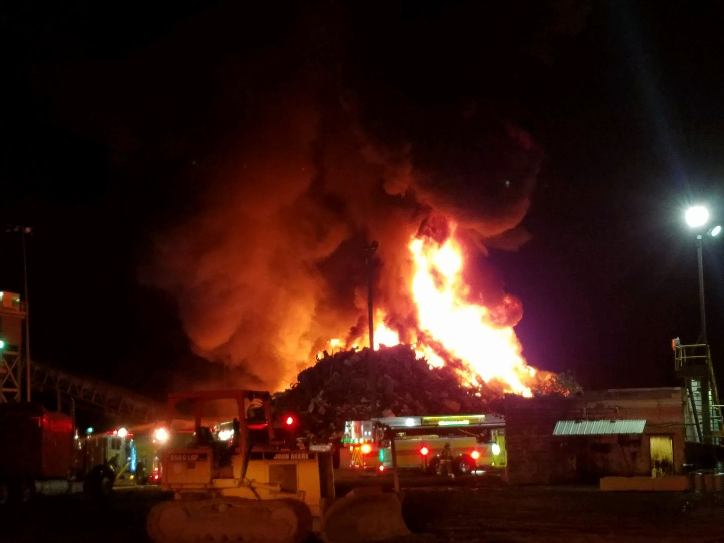 UPDATED: Large Flames Shoot From Scrap Pile