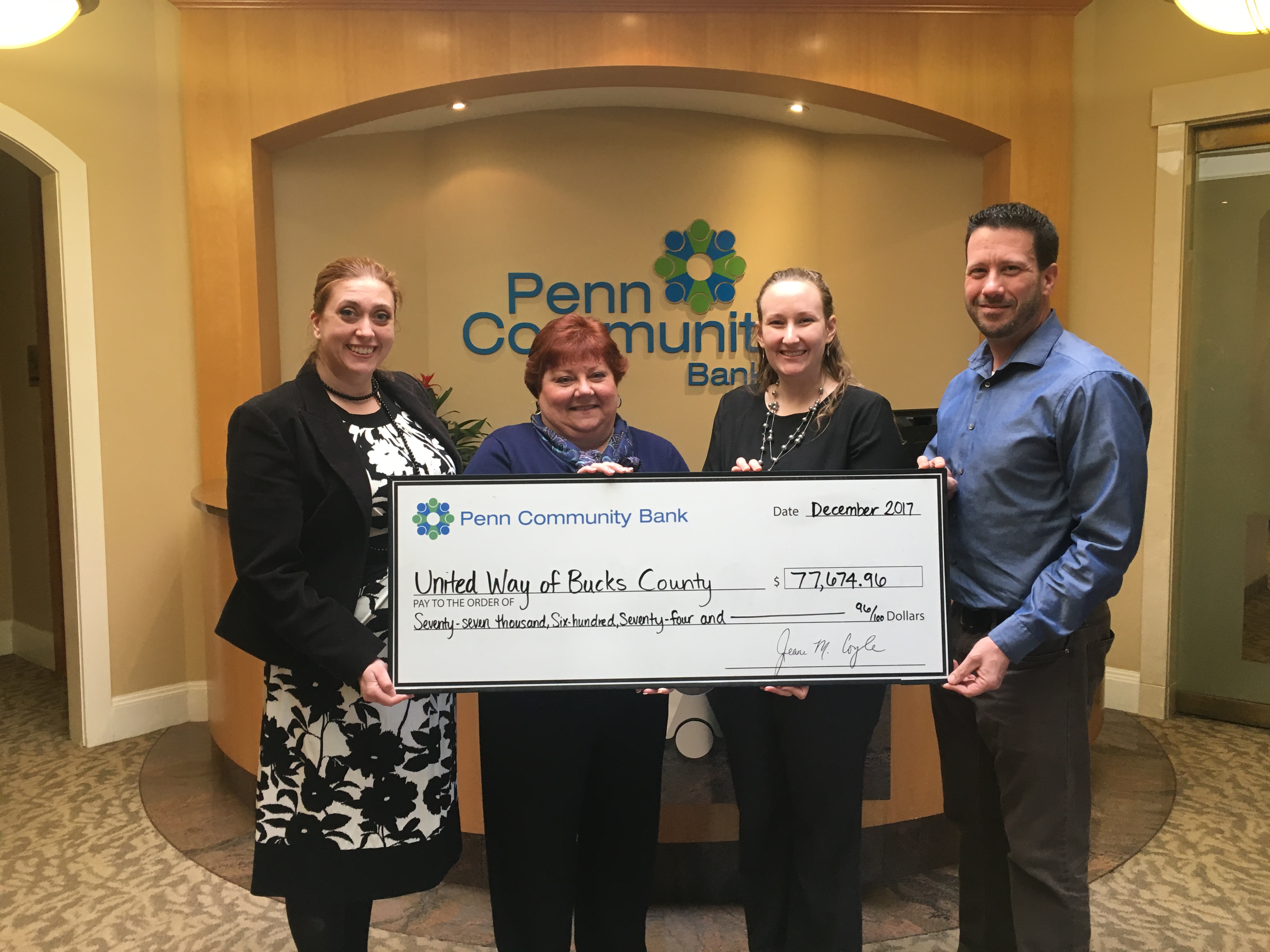 Penn Community Bank Donates $77,000 to United Way of Bucks County