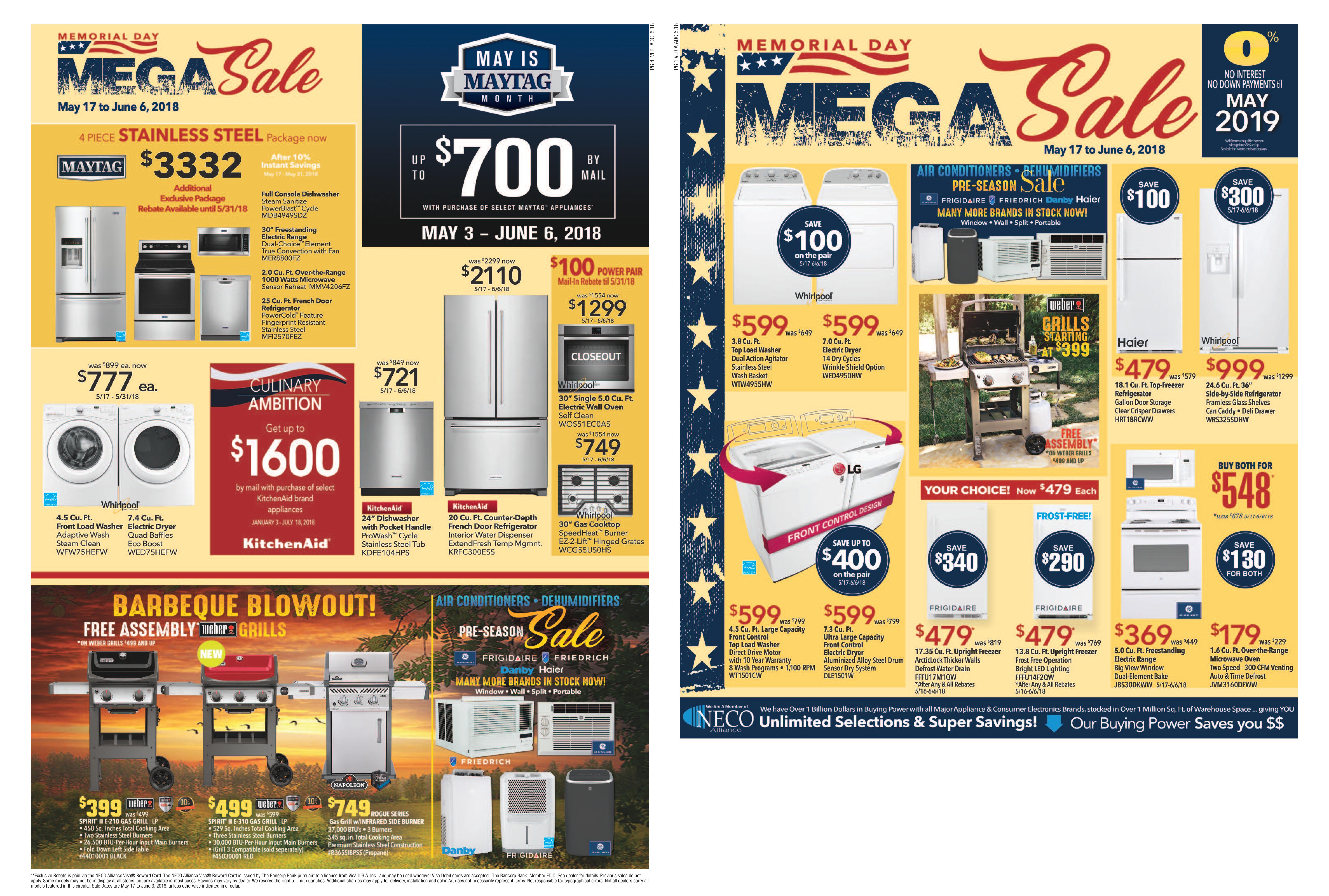 Memorial Day Mega Sale At Blonder’s Appliance Center