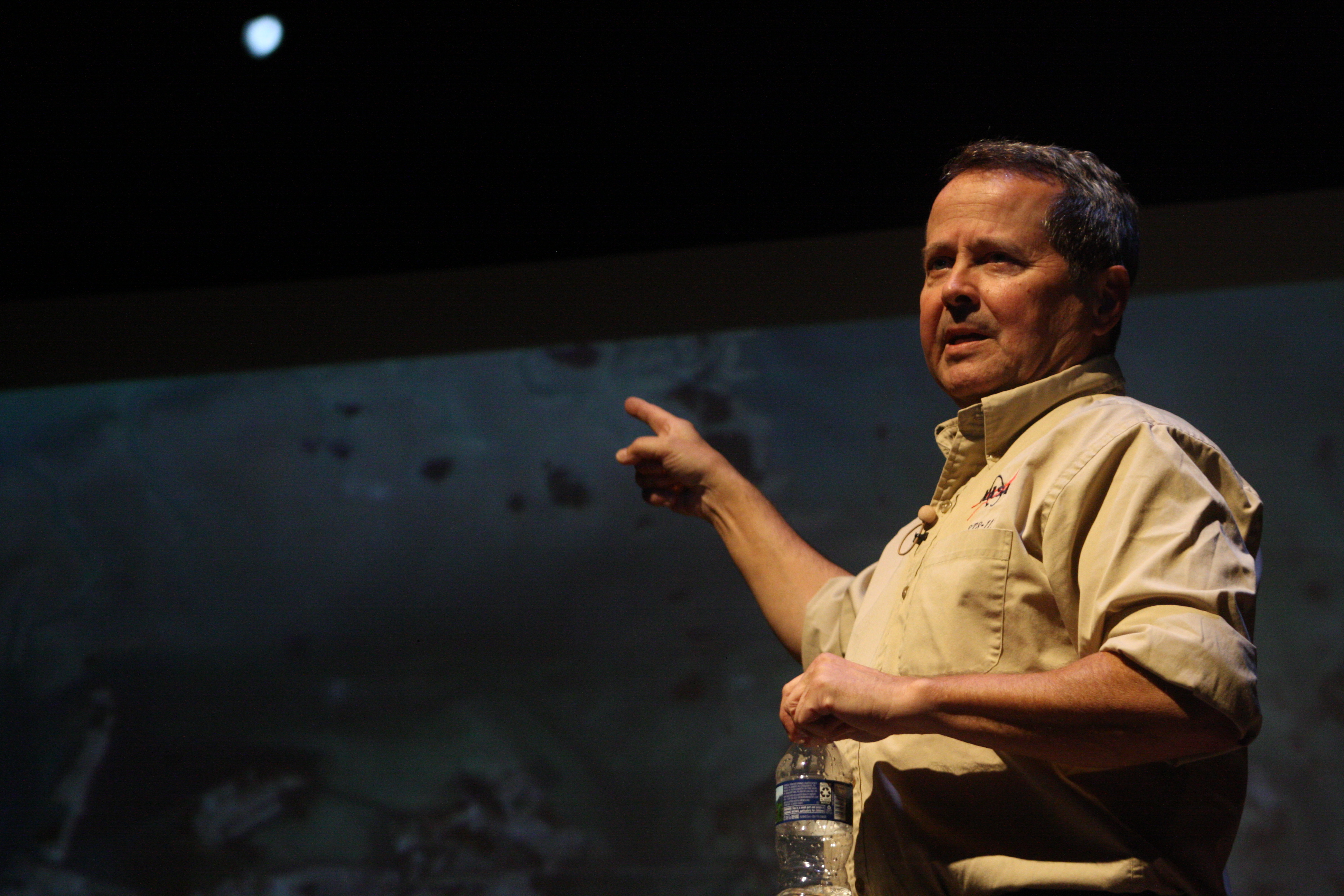 Crowd Listens To Astronaut Speak