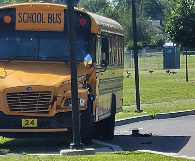 Two Kids Taken To Hospital Following Bus Crash Outside School