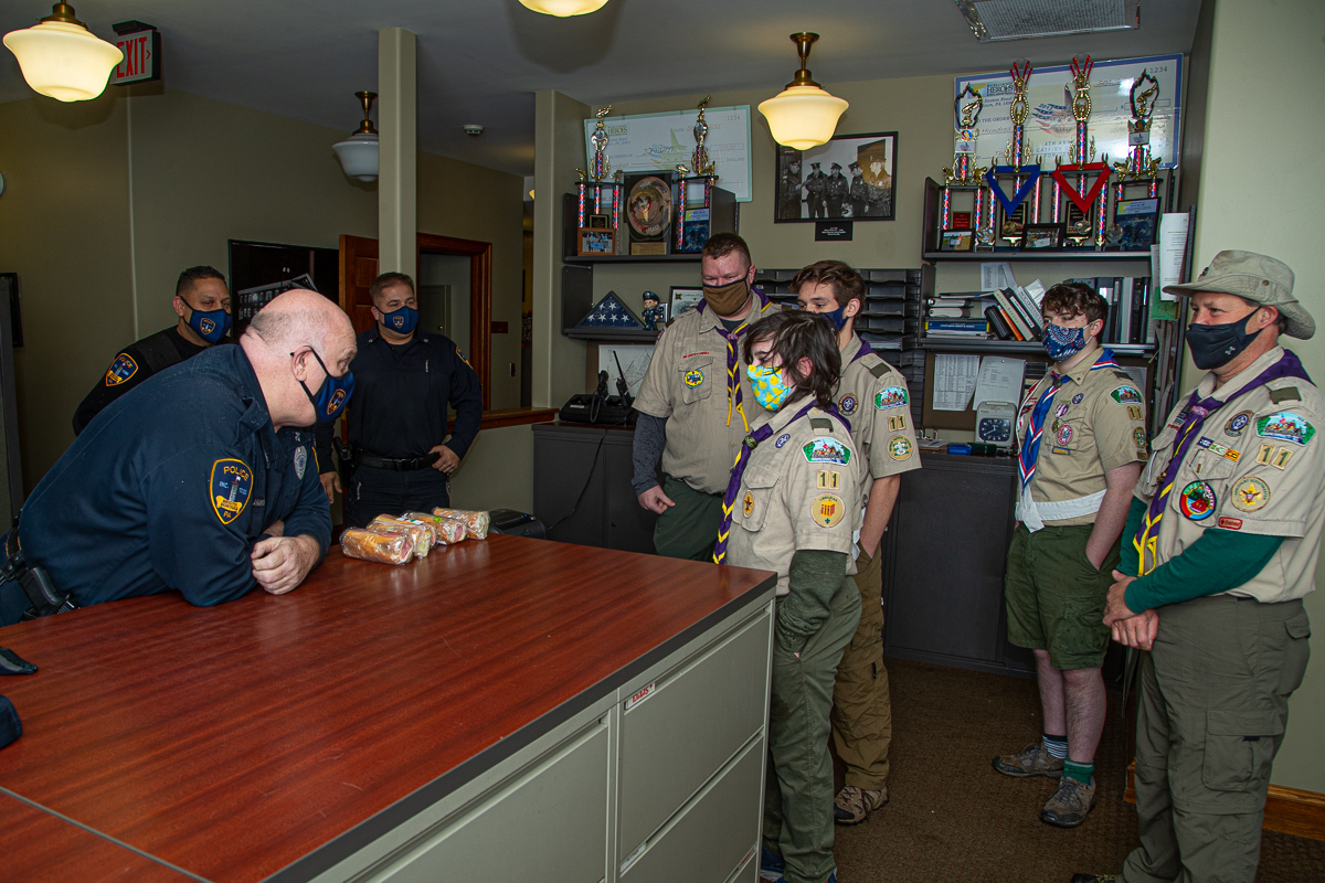 Boy Scouts Deliver Hoagies To Officers On Super Bowl Sunday