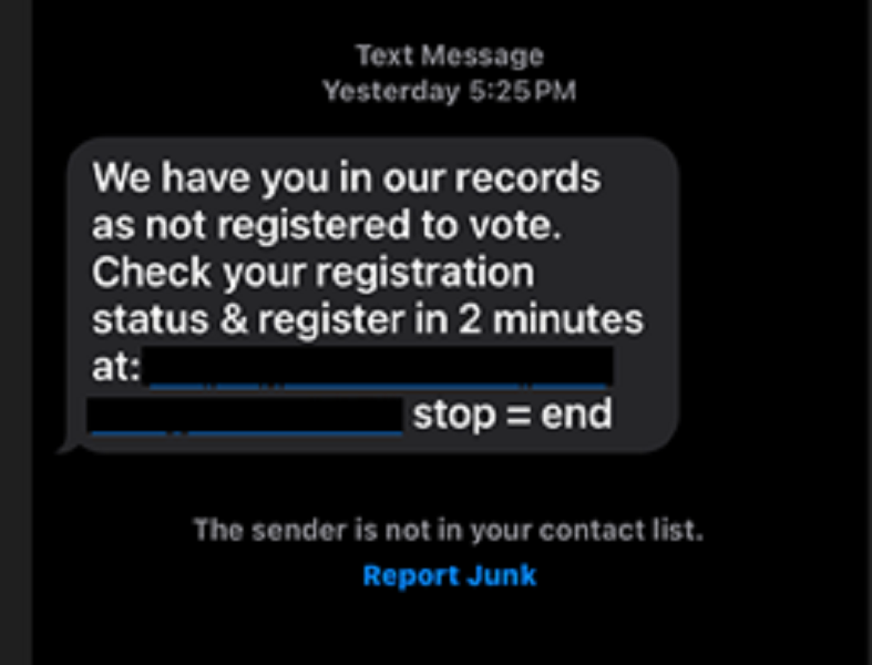 CONSUMER CORNER: Beware Of Texts Regarding Your Voter Registration