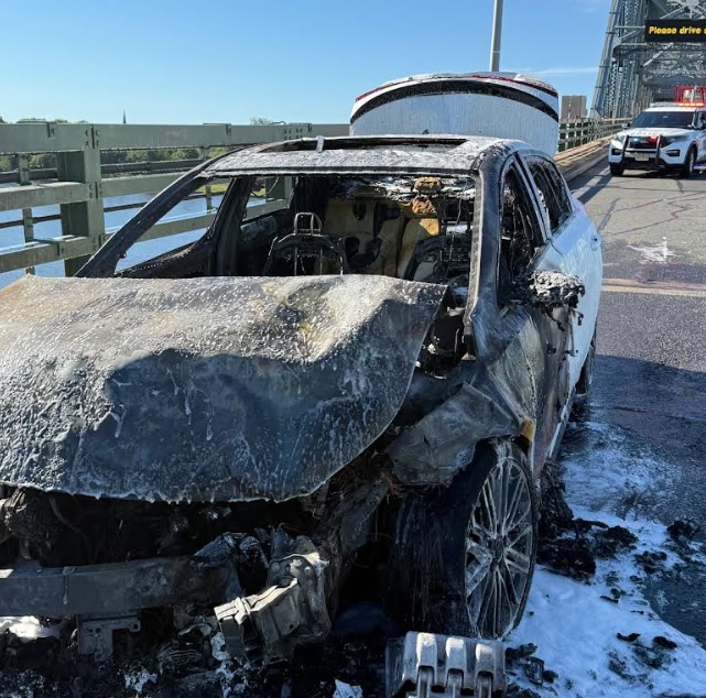 Two-Vehicle Crash With Fire On Burlington-Bristol Bridge - LevittownNow.com