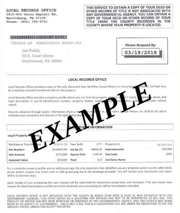 County Official Warns Homeowners Of Misleading Deed Mailings