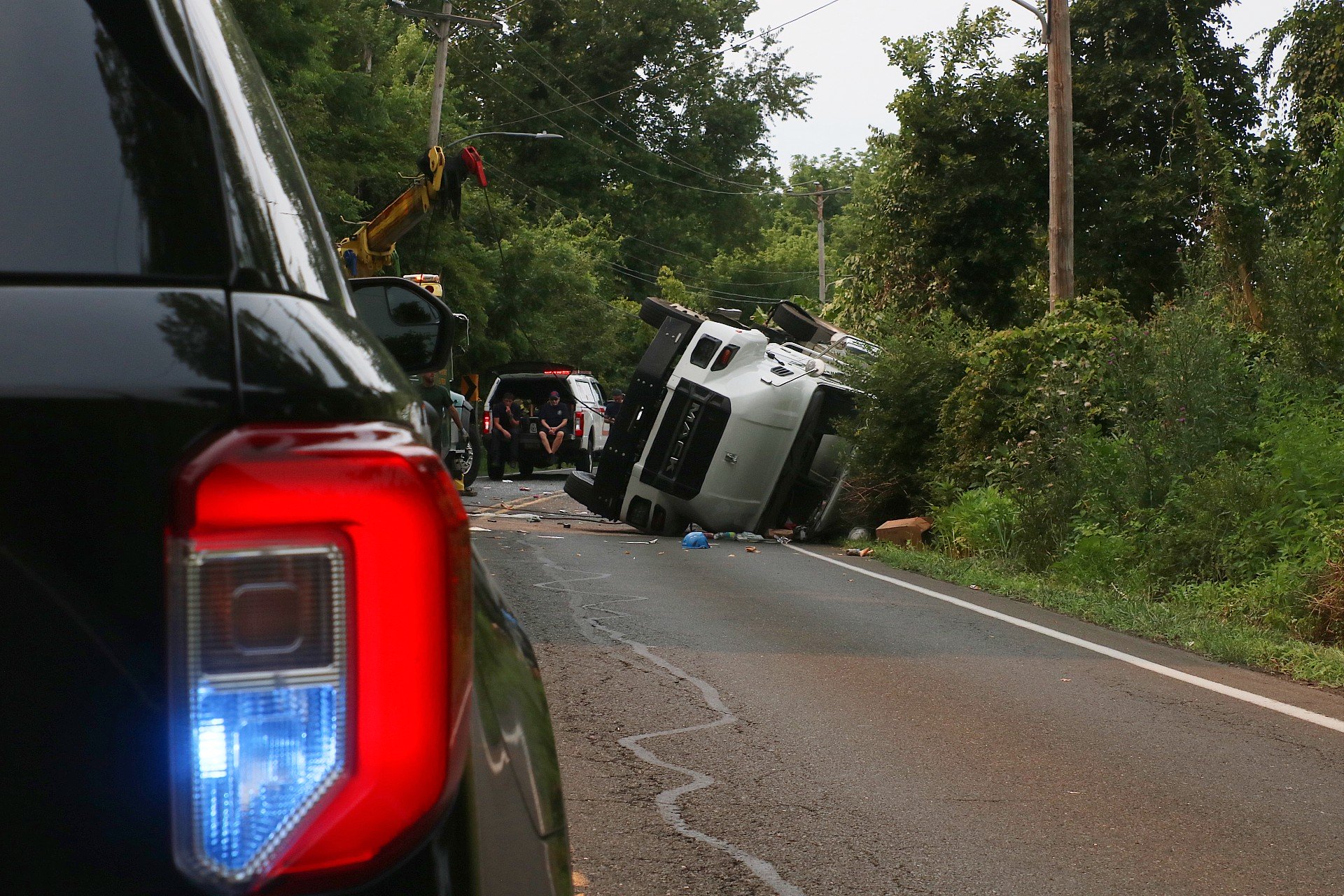 Tanker Carrying Human Waste Flips