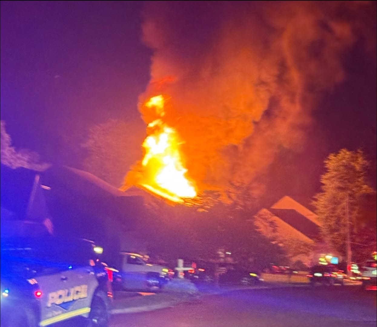 Roof Collapses As Crews Battle Blaze