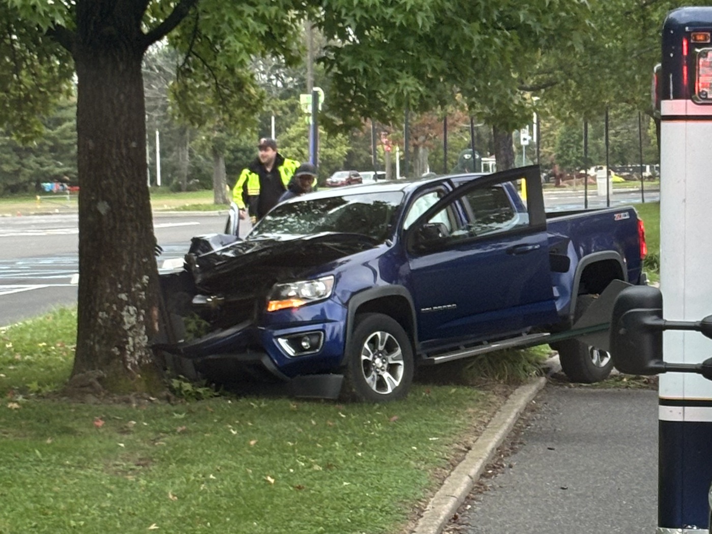 Truck Strikes Tree; One Person Injured